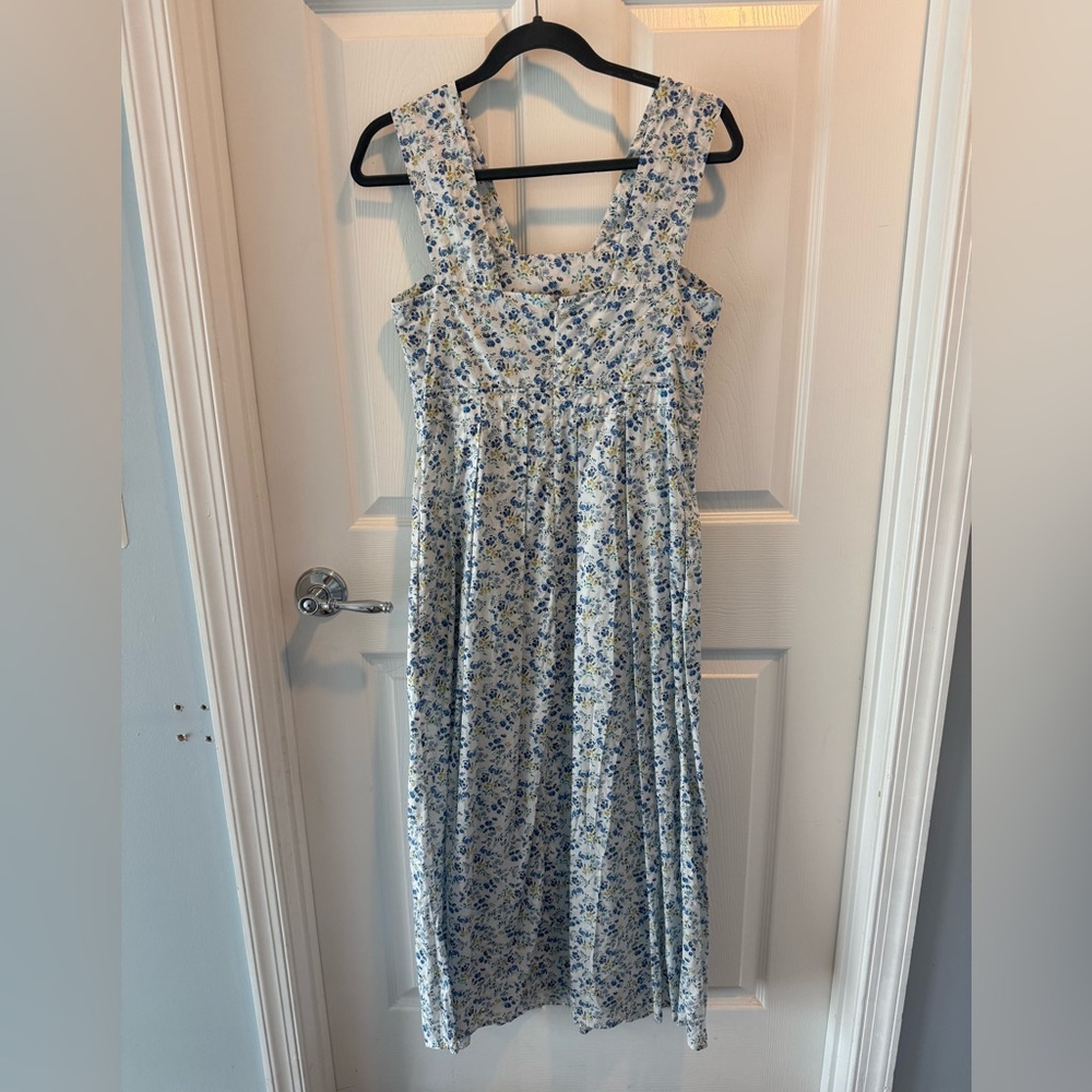 Mona Thalheimer Blue ditzy floral empire waist 100% cotton maxi dress size small - Picture 5 of 16